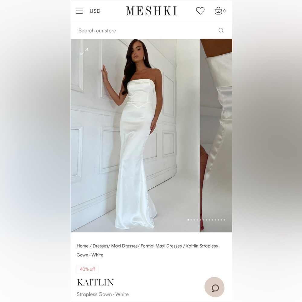 MESHKI WHITE STRAPLESS DRESS